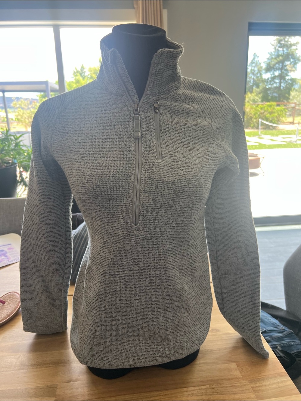 Lucy Heather Gray Quarter-Zip Sweater